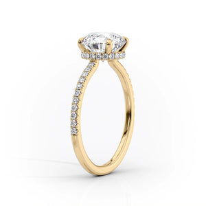 The Pave Aline Set With A 3.5 Carat Elongated Cushion Moissanite