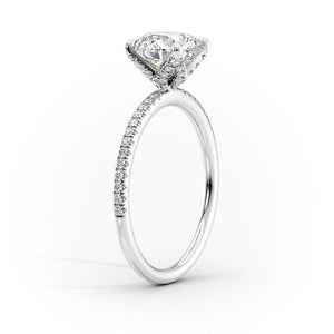 The Pave Petal Kamellie Set With A 3.5 Carat Emerald Moissanite