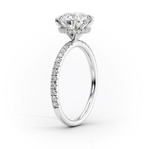 The Pave Alex Set With A 1.5 Carat Elongated Cushion Lab Diamond