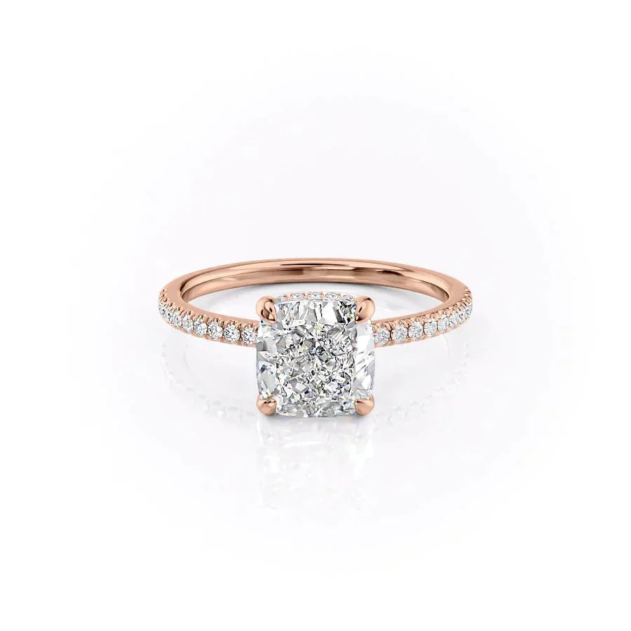 The Pave Aline Set With A 1 Carat Cushion Lab Diamond