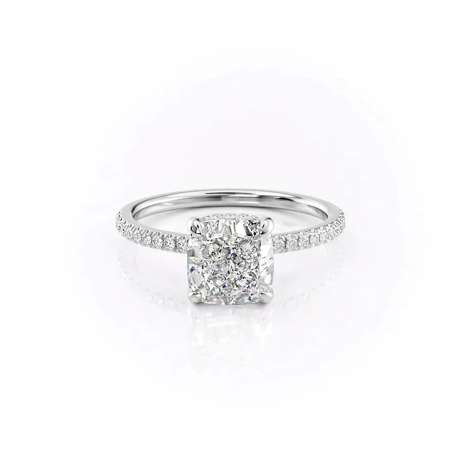 The Pave Aline Set With A 2.5 Carat Cushion Moissanite