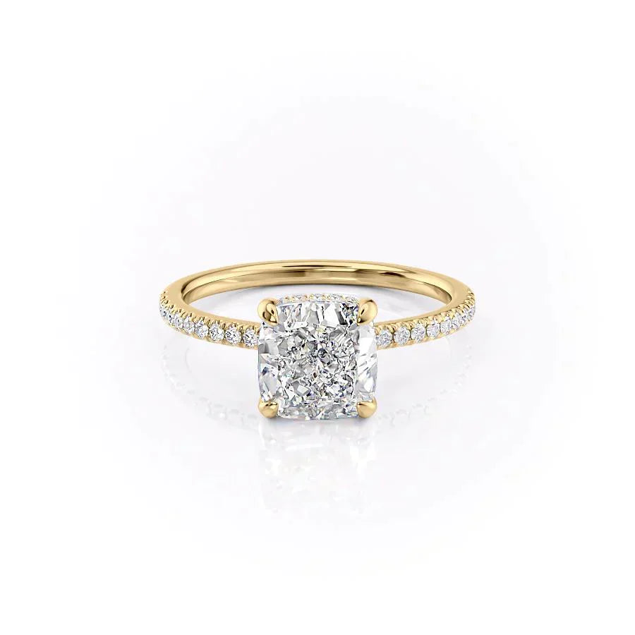 The Pave Aline Set With A 1 Carat Cushion Moissanite
