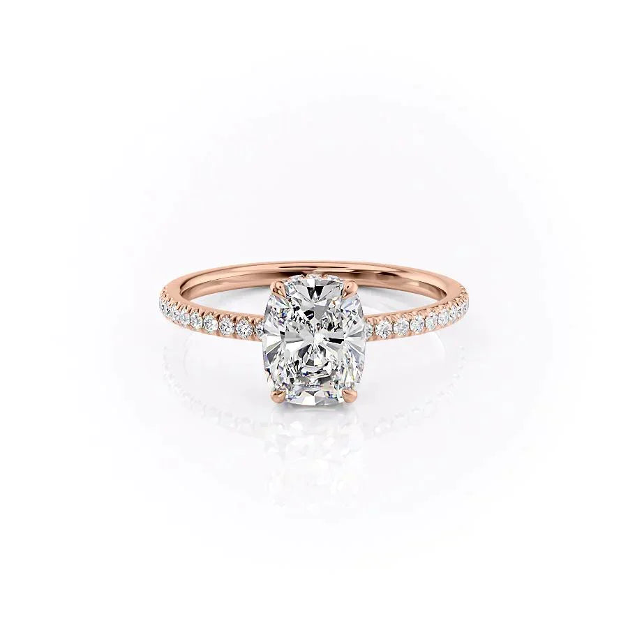 The Pave Aline Set With A 2 Carat Elongated Cushion Moissanite
