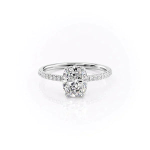 The Pave Aline Set With A 2 Carat Elongated Cushion Moissanite