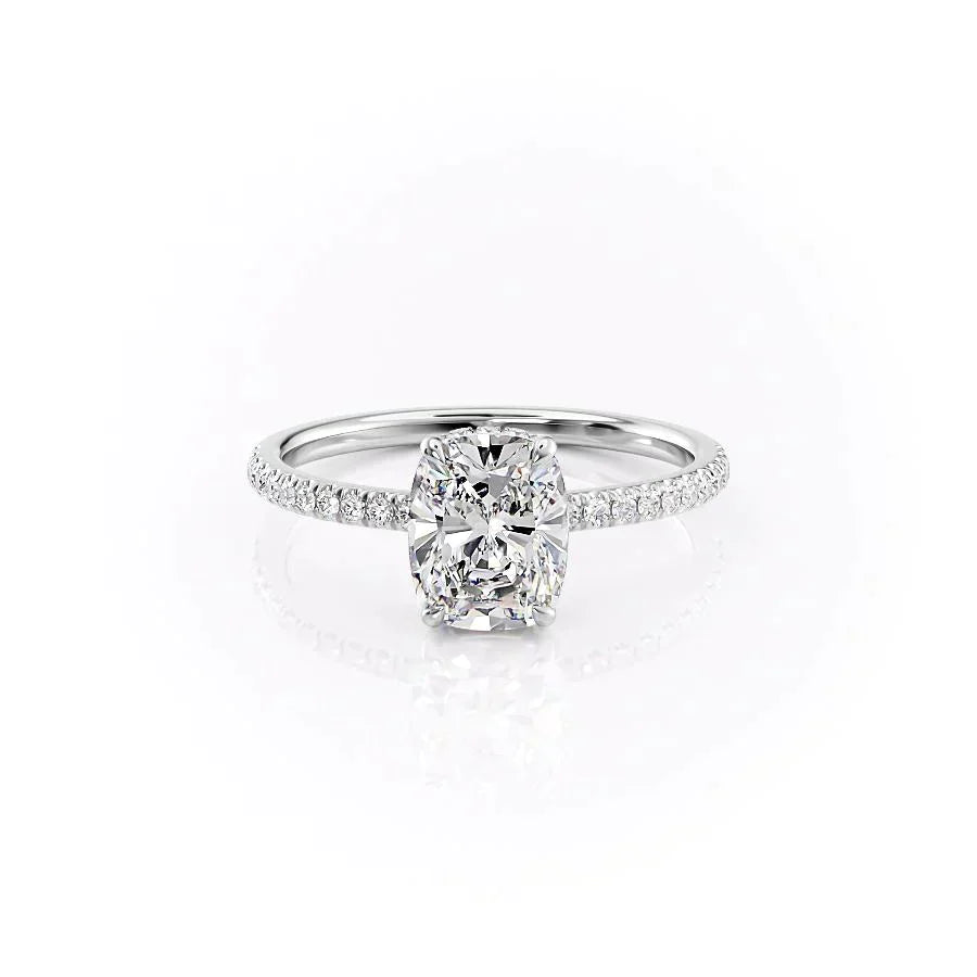 The Pave Aline Set With A Elongated Cushion Moissanite