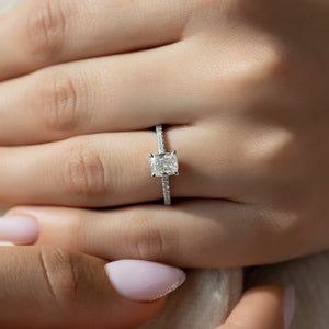 The Pave Aline Set With A 2 Carat Elongated Cushion Lab Diamond