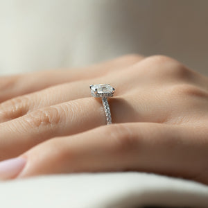 The Pave Aline Set With A 2 Carat Elongated Cushion Lab Diamond