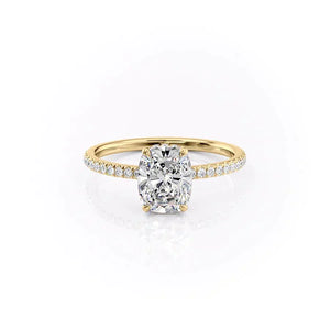The Pave Aline Set With A 2 Carat Elongated Cushion Lab Diamond