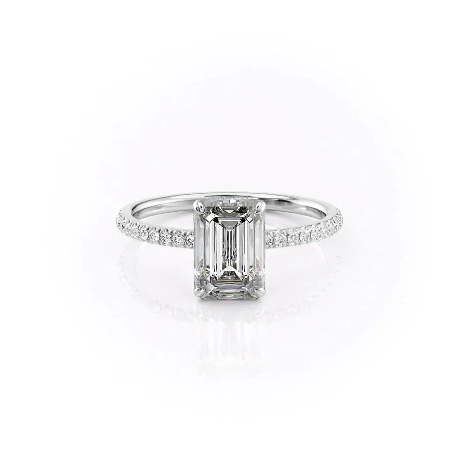 The Pave Aline Set With A 2.5 Carat Emerald Lab Diamond