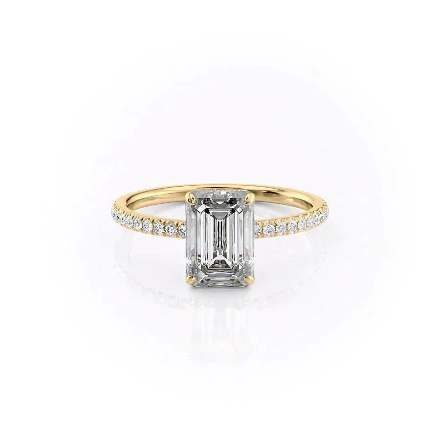 The Pave Aline Set With A 3 Carat Emerald Moissanite