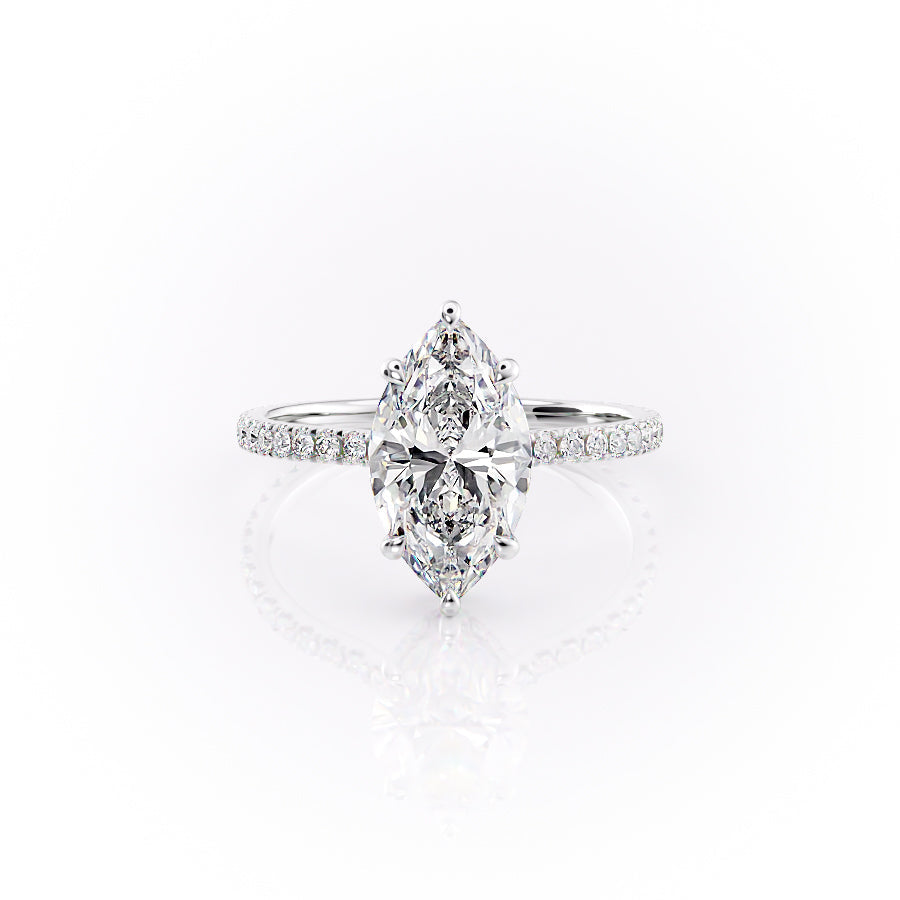 The Pave Aline Set With A 1.5 Carat Marquise Lab Diamond