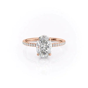 The Pave Aline Set With A Oval Moissanite