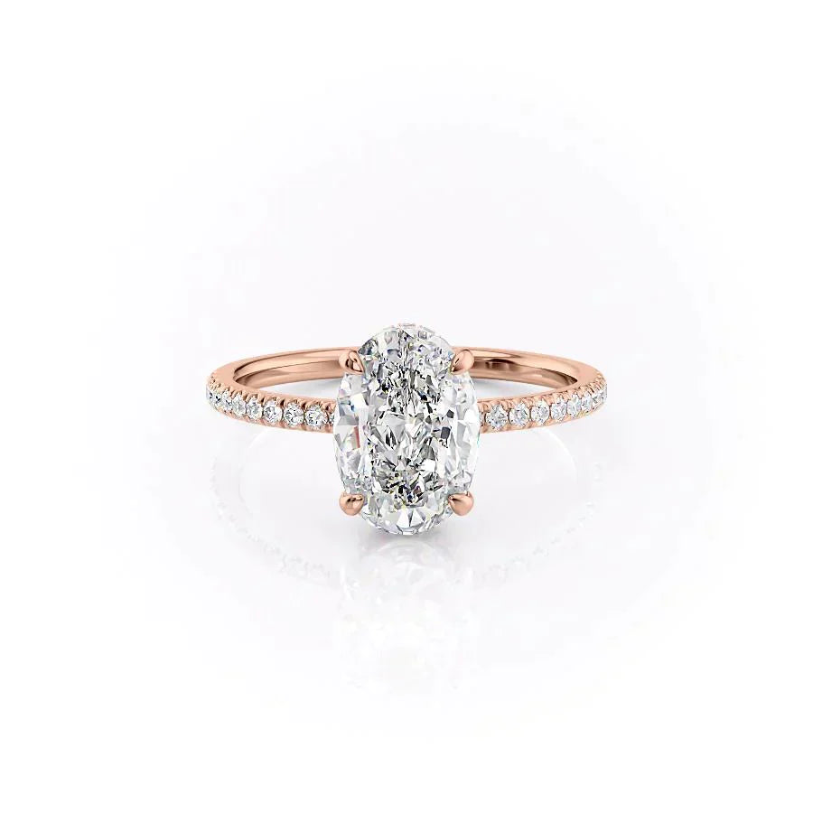 The Pave Aline Set With A 1.5 Carat Oval Lab Diamond