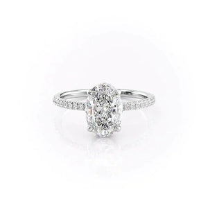 The Pave Aline Set With A 2.5 Carat Oval Moissanite
