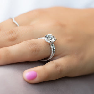 The Pave Aline Set With A 2 Carat Oval Lab Diamond