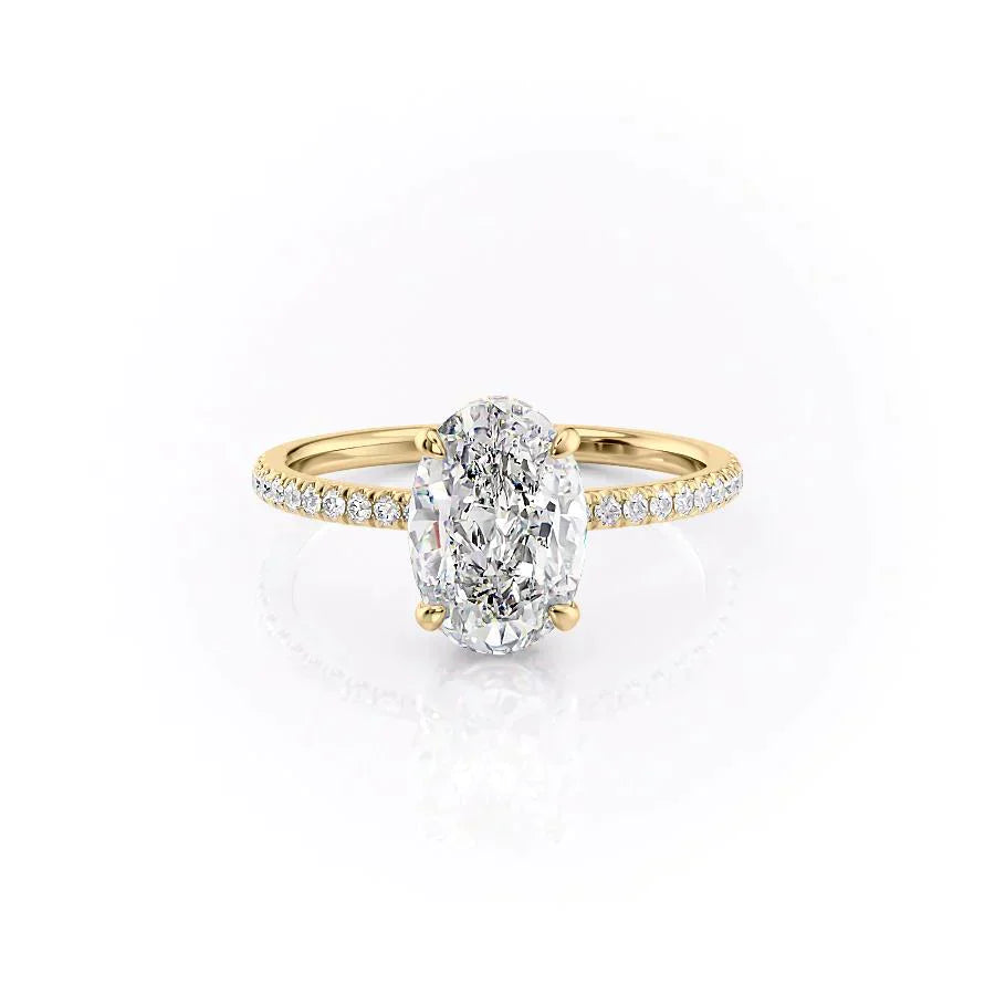 The Pave Aline Set With A 1 Carat Oval Moissanite