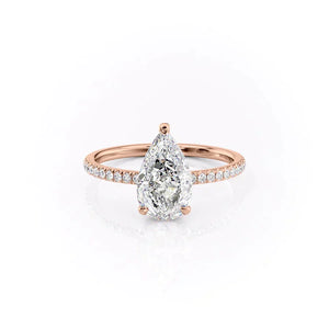 The Pave Aline Set With A 2.5 Carat Pear Moissanite