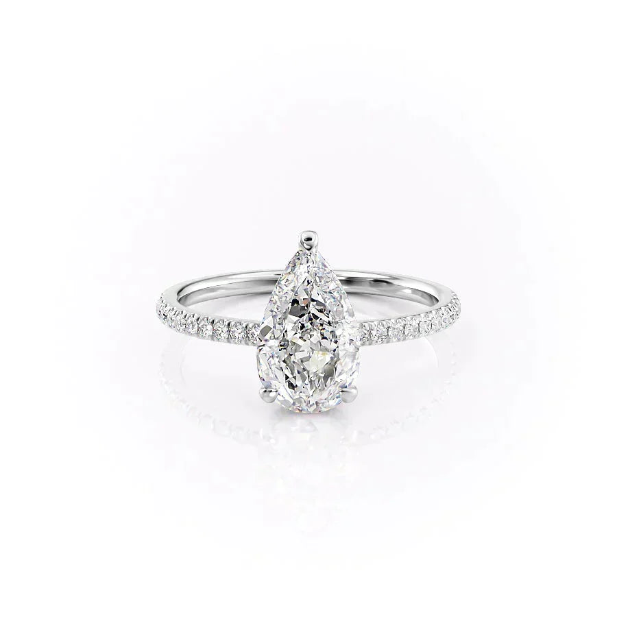The Pave Aline Set With A 1.5 Carat Pear Moissanite