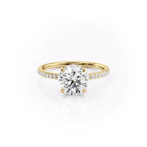 The Pave Aline Set With A 2.5 Carat Round Lab Diamond