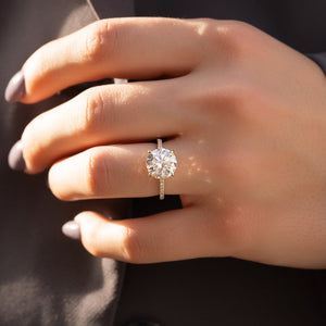 The Pave Aline Set With A 3 Carat Round Lab Diamond