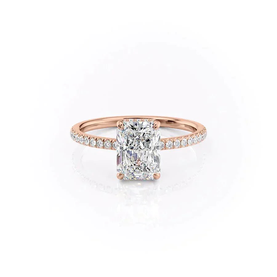 The Pave Aline Set With A 1.5 Carat Radiant Moissanite