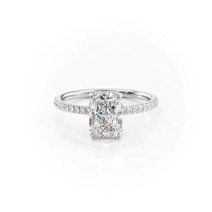 The Pave Aline Set With A 5 Carat Radiant Moissanite