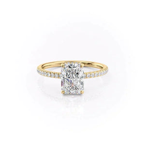 The Pave Aline Set With A 1.5 Carat Radiant Lab Diamond