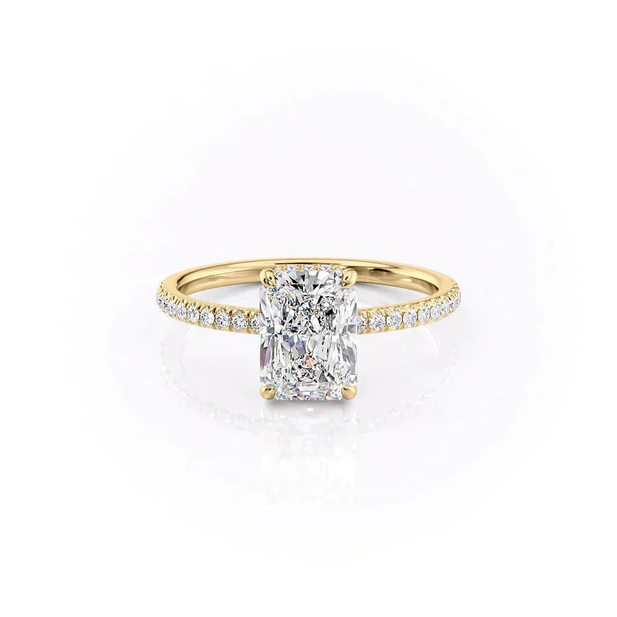 The Pave Aline Set With A 4.5 Carat Radiant Moissanite