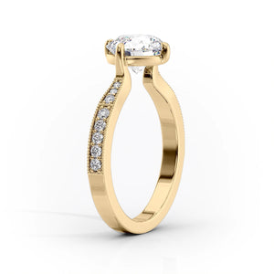 The Rebecca Set With A 2.5 Carat Elongated Cushion Lab Diamond