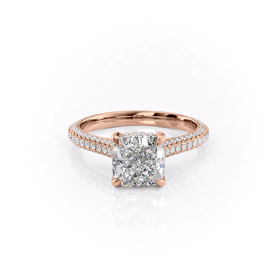 The Rachel Set With A 1 Carat Cushion Moissanite
