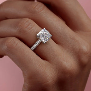 The Rachel Set With A 5 Carat Cushion Moissanite
