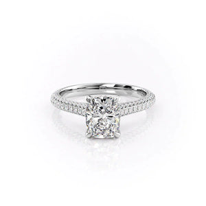 The Rachel Set With A 4.5 Carat Elongated Cushion Moissanite