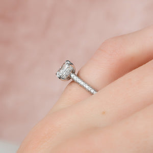 The Rachel Set With A 2 Carat Elongated Cushion Moissanite