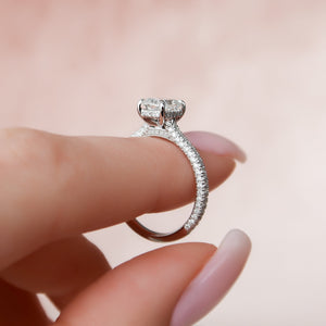 The Rachel Set With A 2 Carat Elongated Cushion Moissanite