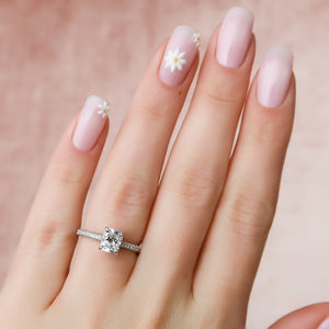 The Rachel Set With A 2 Carat Elongated Cushion Moissanite