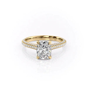 The Rachel Set With A 4 Carat Elongated Cushion Moissanite
