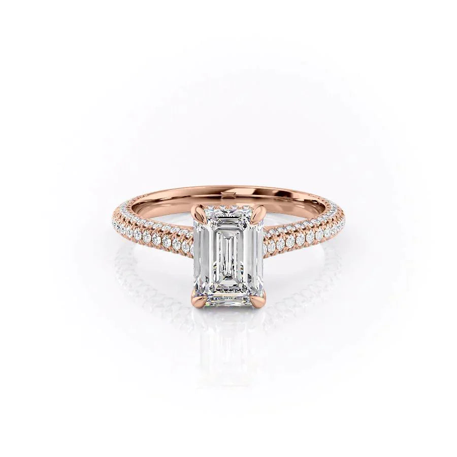 The Rachel Set With A 4.5 Carat Emerald Moissanite