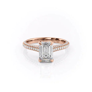 The Rachel Set With A 2.5 Carat Emerald Moissanite