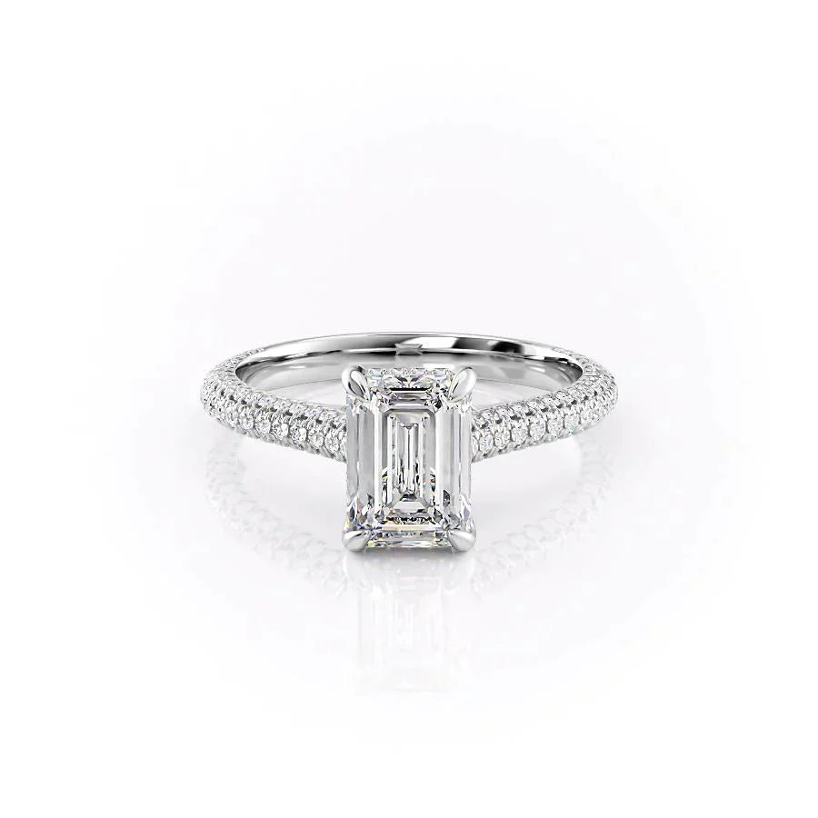 The Rachel Set With A 2.5 Carat Emerald Lab Diamond