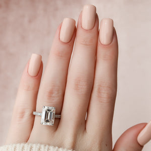 The Rachel Set With A 2.5 Carat Emerald Lab Diamond