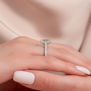 The Rachel Set With A 2.5 Carat Emerald Lab Diamond