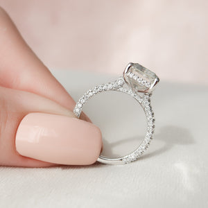 The Rachel Set With A 2.5 Carat Emerald Lab Diamond