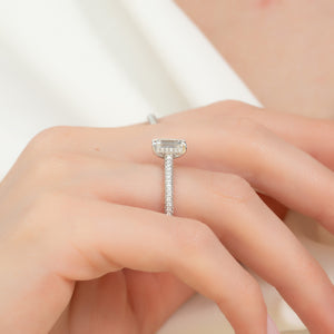 The Rachel Set With A 2.5 Carat Emerald Lab Diamond