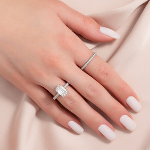 The Rachel Set With A 2.5 Carat Emerald Lab Diamond