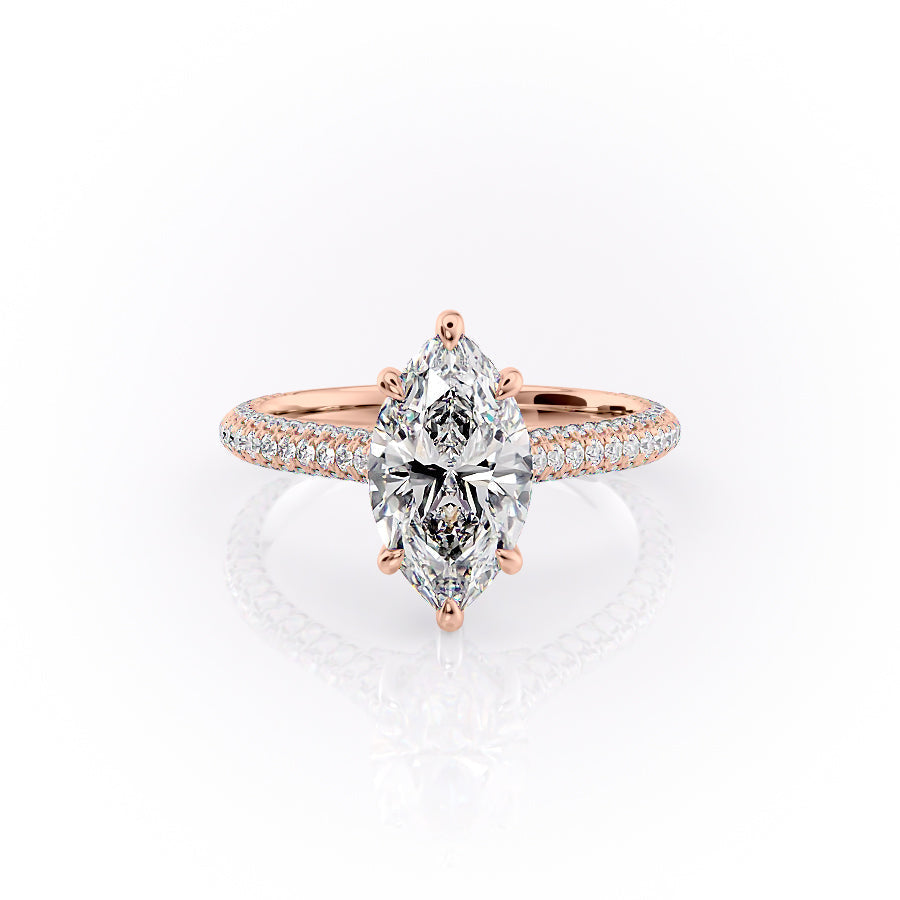 The Rachel Set With A 3 Carat Marquise Moissanite