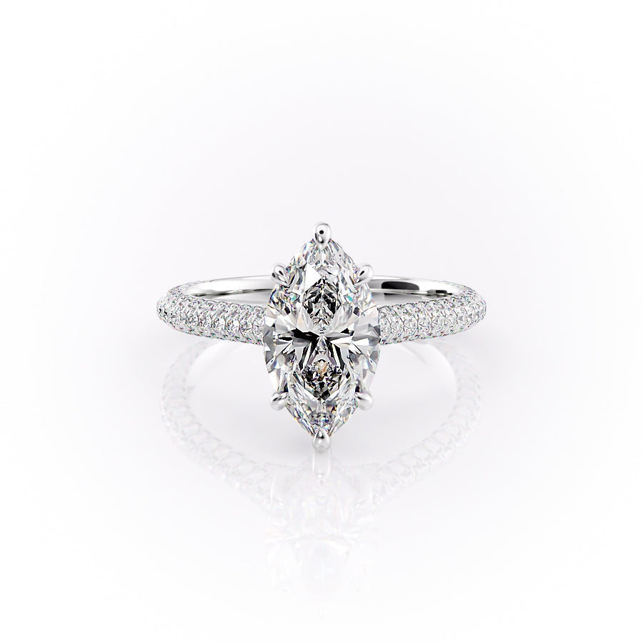 The Rachel Set With A 3 Carat Marquise Moissanite