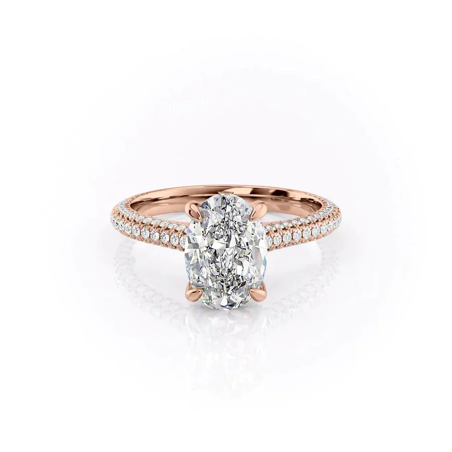 The Rachel Set With A 1.5 Carat Oval Lab Diamond