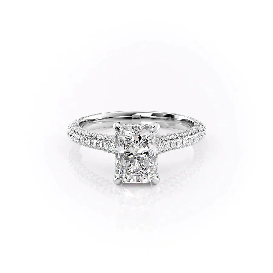 The Rachel Set With A 2 Carat Radiant Moissanite