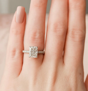 The Rachel Set With A 3 Carat Radiant Lab Diamond