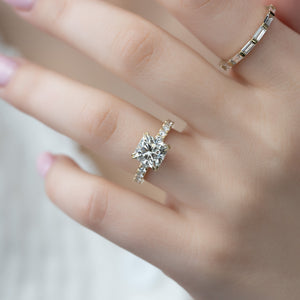 The Sofia Set With A 1.5 Carat Cushion Lab Diamond